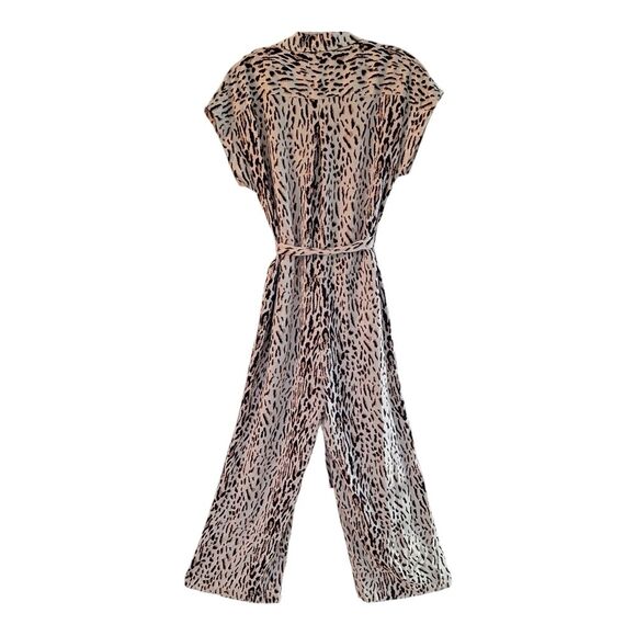 Joie Jumpsuit Jailee Leopard Print Small Relaxed Fit Cropped Hem Tie Belt - Picture 3 of 13